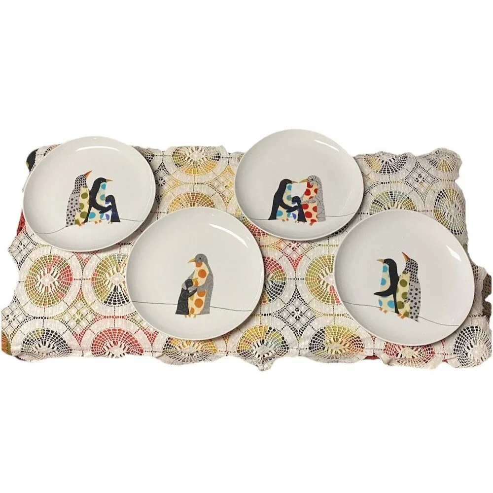 West Elm Penguin Dessert Plates Set of 4, 8.5